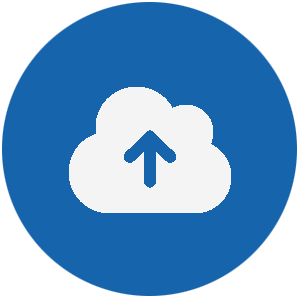cloud icon on blue circle background